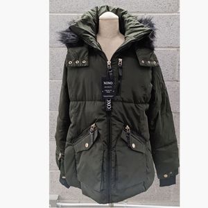XOXO Faux Fur Hooded Puffer Coat Large Green